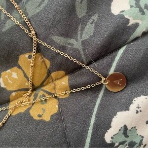 Two layer necklace with A initial